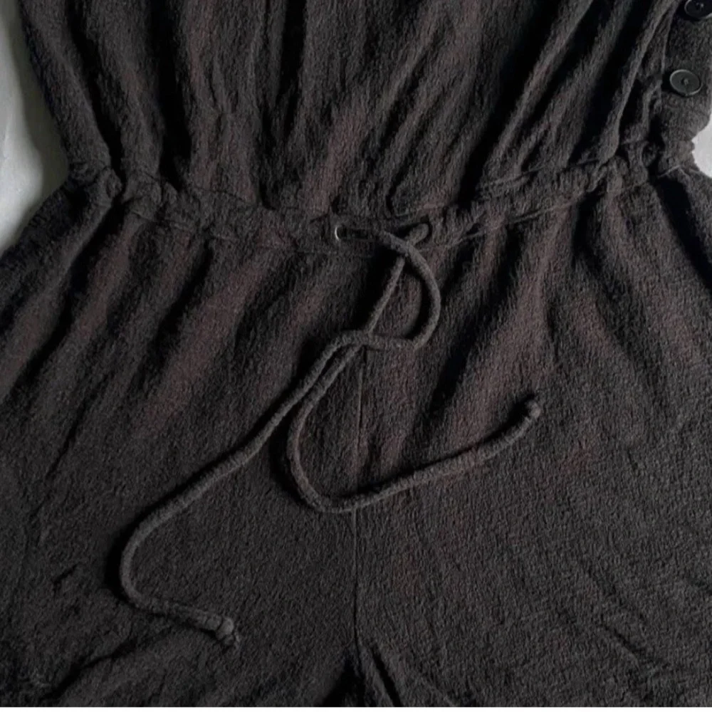 Madewell Side Button Drawstring Romper Cotton Lightweight Beach BLK Women Small